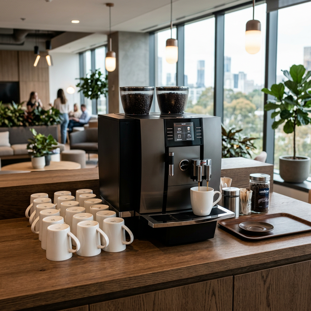 Illustrative workplace coffee station
